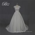 Vestido de noiva cetim de cristal frisado marfim Guangzhou